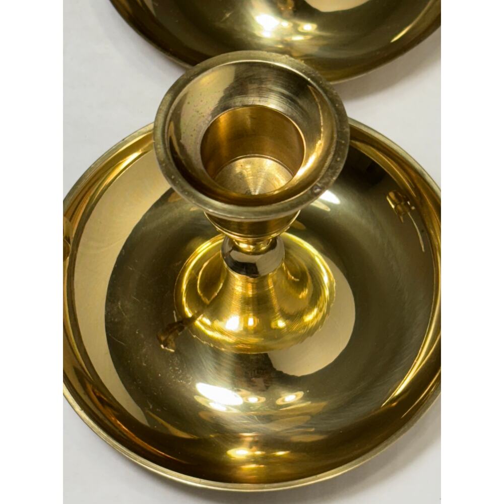 Gibson NWT Solid Brass Taper Candle Holders Set of 2 Made in India 3"